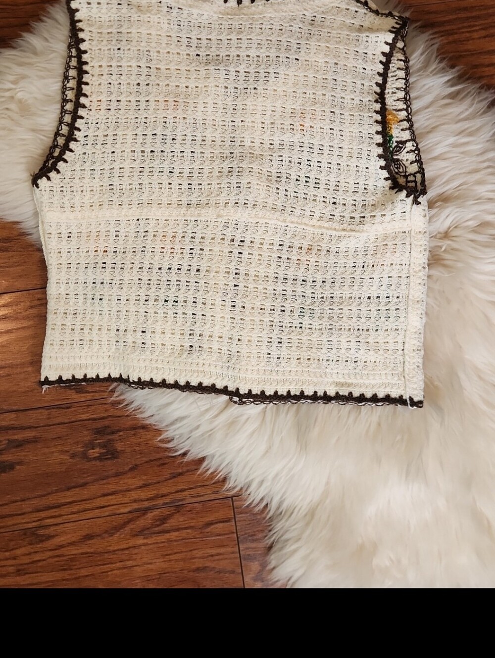 Handmade Crochet Ivory Floral Button Front Vest Blouse - Picture 3 of 4